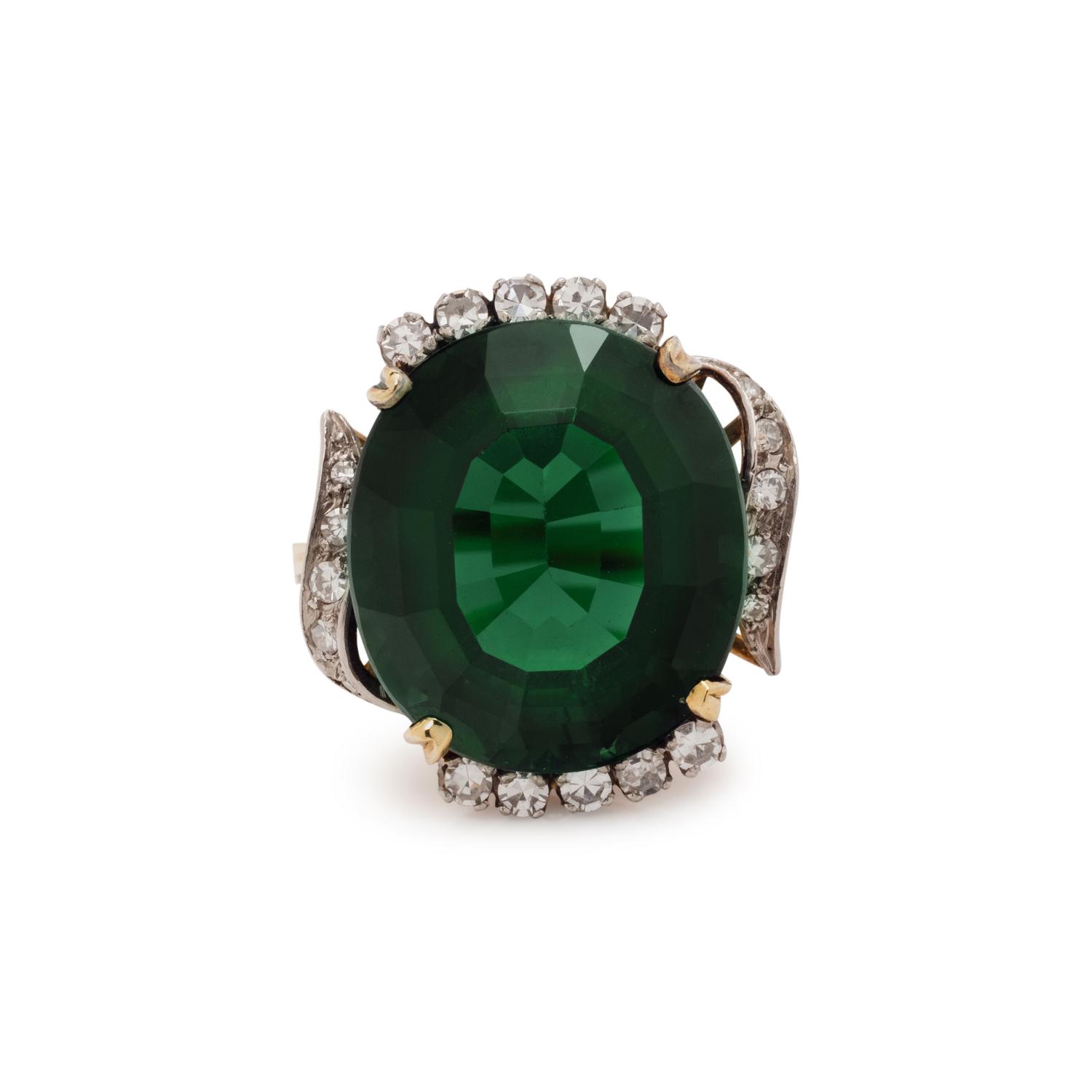 TOURMALINE AND DIAMOND RING