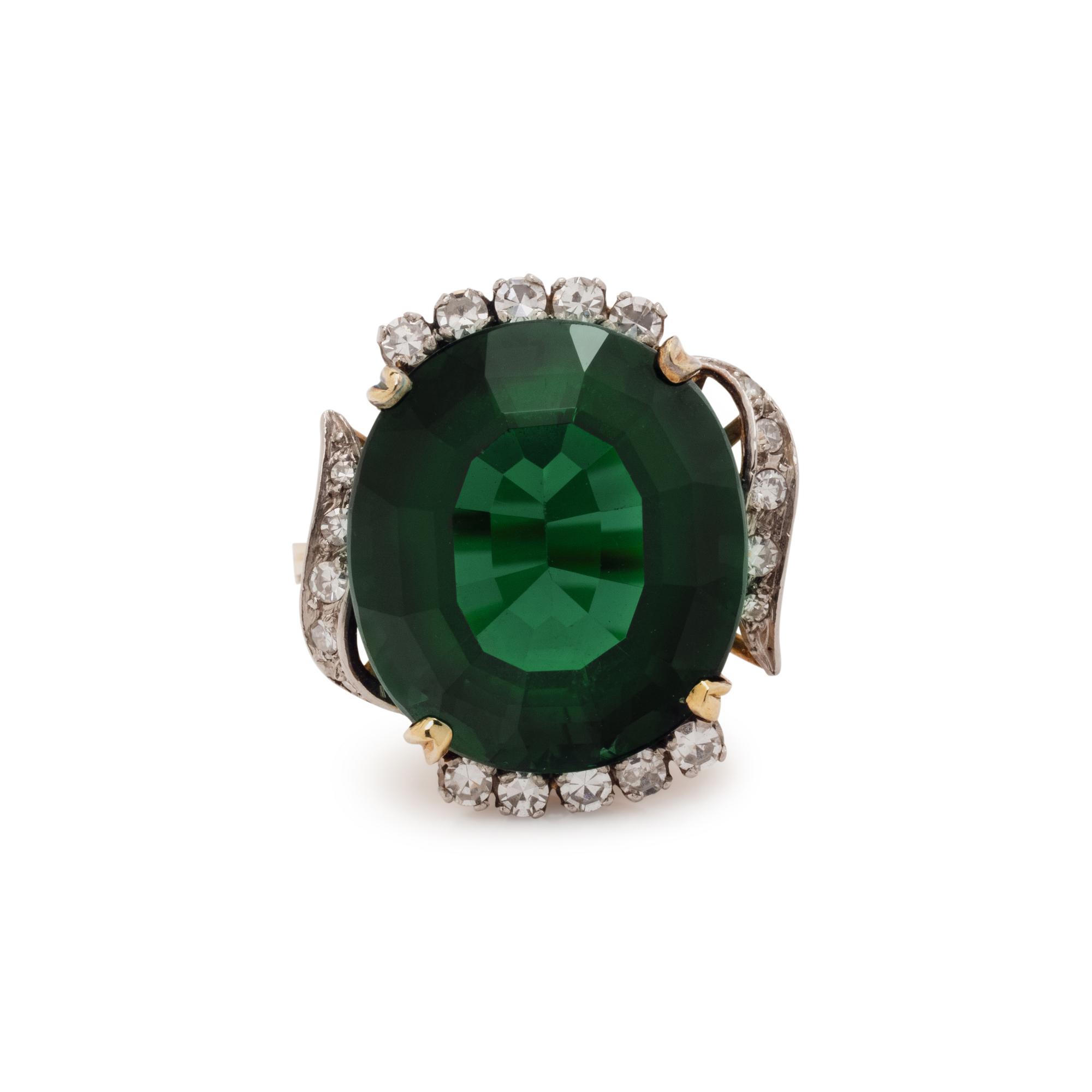 TOURMALINE AND DIAMOND RING