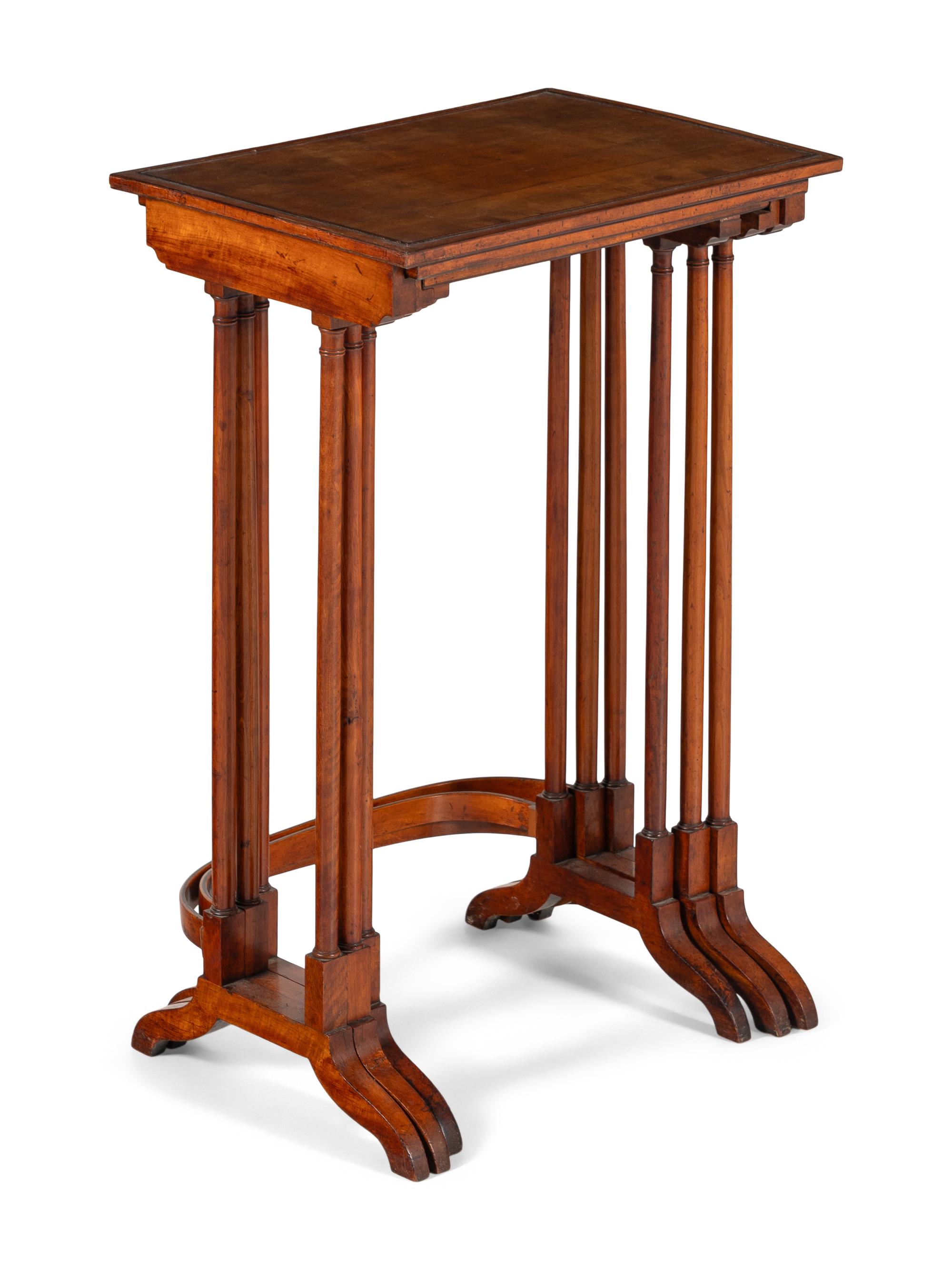A Set of Three Edwardian Satinwood Nesting Tables