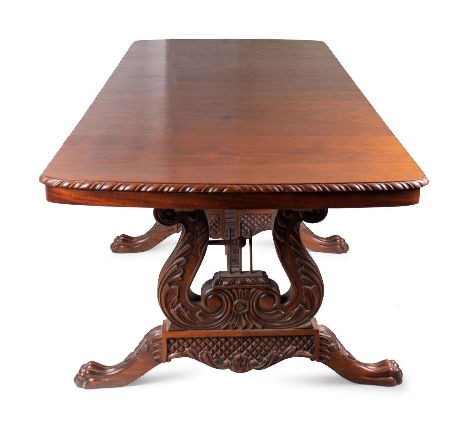 A Victorian Style Carved Mahogany Library/Map Table stamped E.M. Tennant — 20TH CENTURY