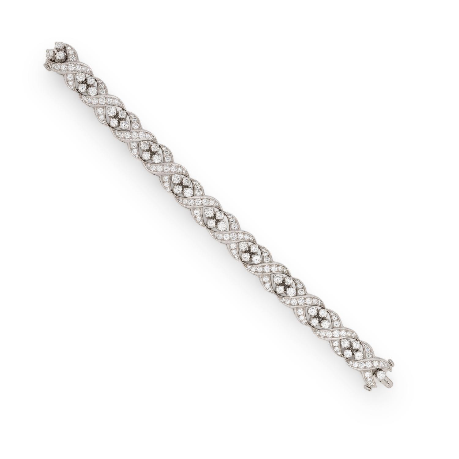 PLATINUM AND DIAMOND 'X' LINK BRACELET