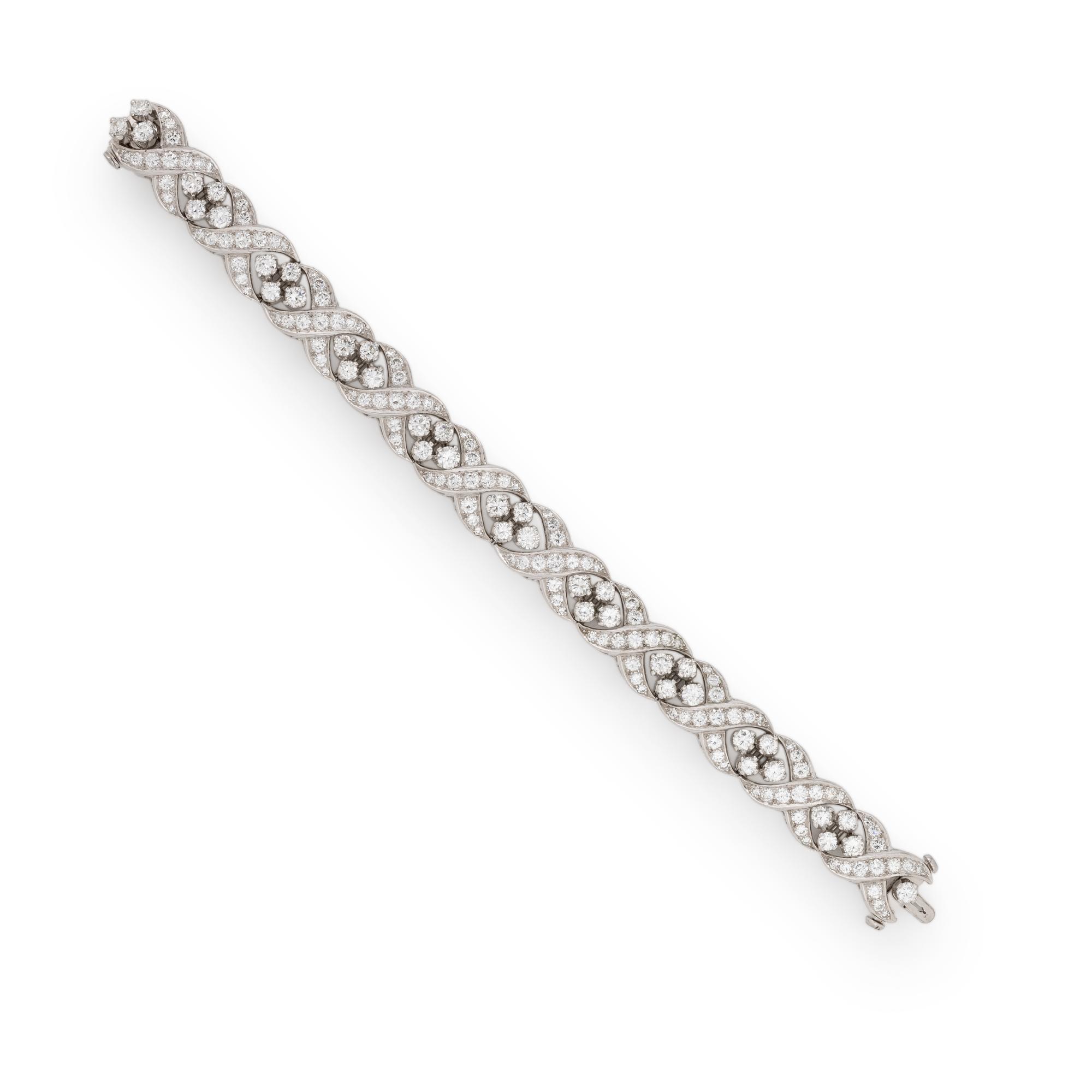 PLATINUM AND DIAMOND 'X' LINK BRACELET