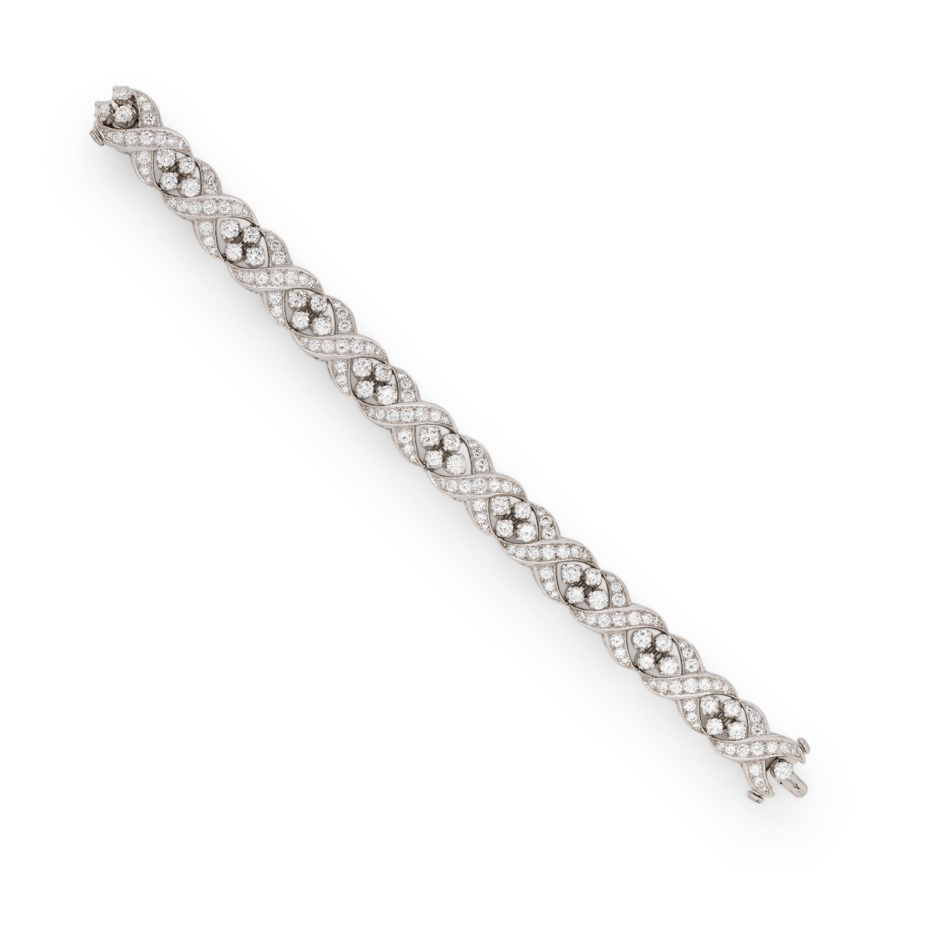 PLATINUM AND DIAMOND 'X' LINK BRACELET