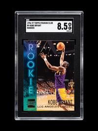 A 1996-97 Topps Stadium Club Rookies 2 Kobe Bryant Rookie Basketball Card No. R9 (SGC 8.5 NM-MT+)