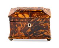 A Regency Tortoise Shell Tea Caddy