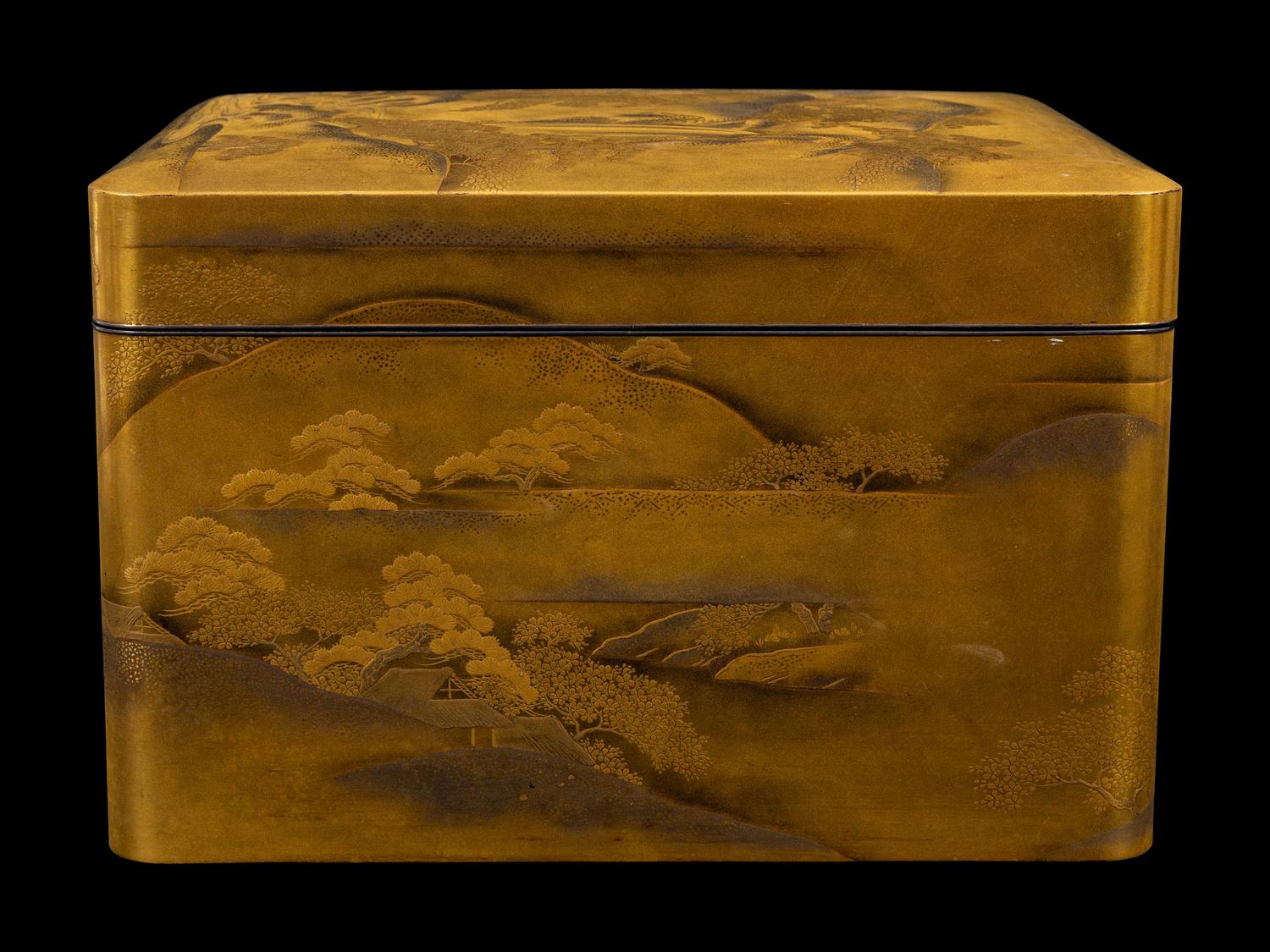 A Japanese Gold Lacquer Rectangular Stationary Box, Bunko