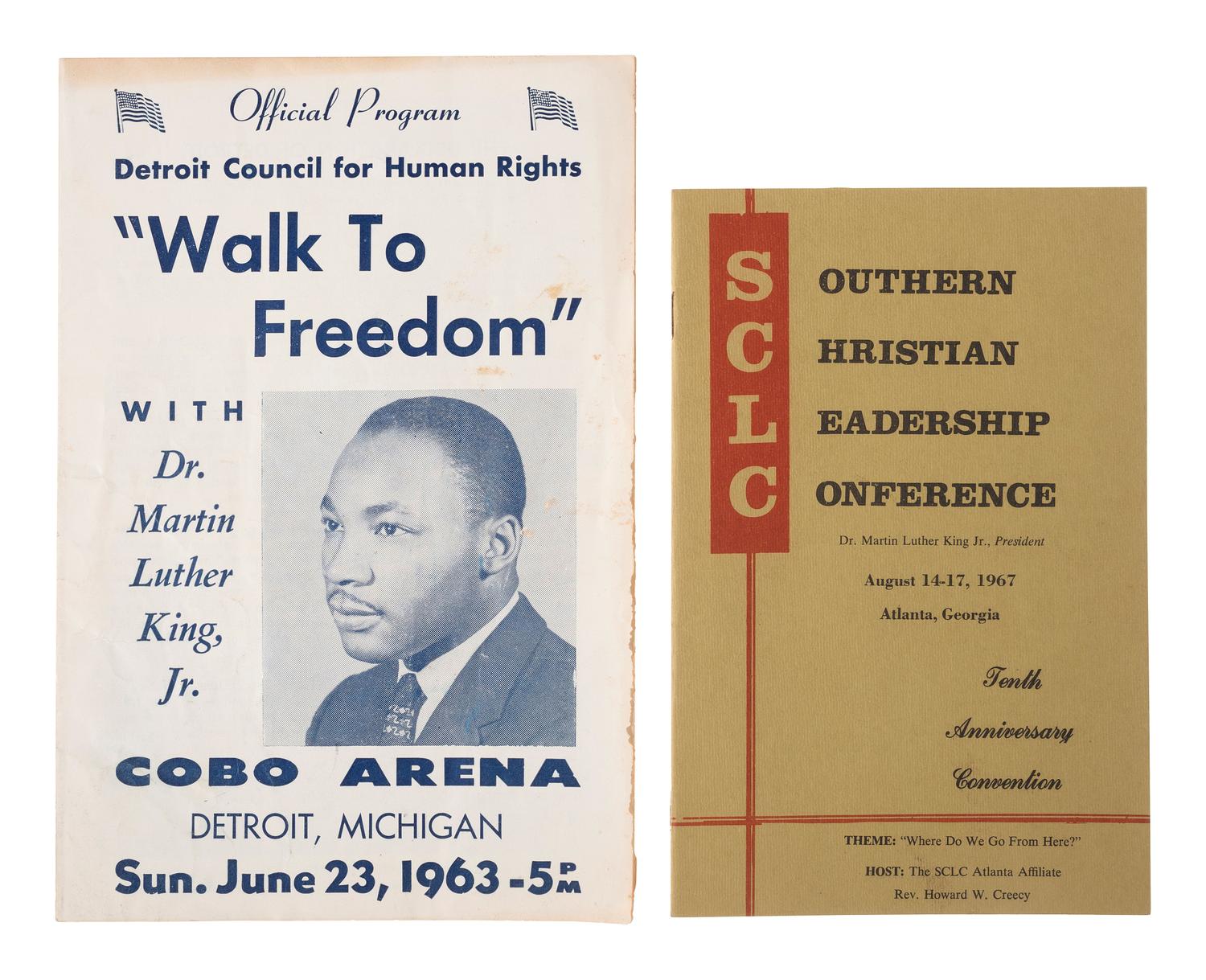 [KING, Martin Luther, Jr. (1929-1968)]. A group of 4 programs, most from events featuring Dr. Martin Luther King, Jr. 1961-1967.
