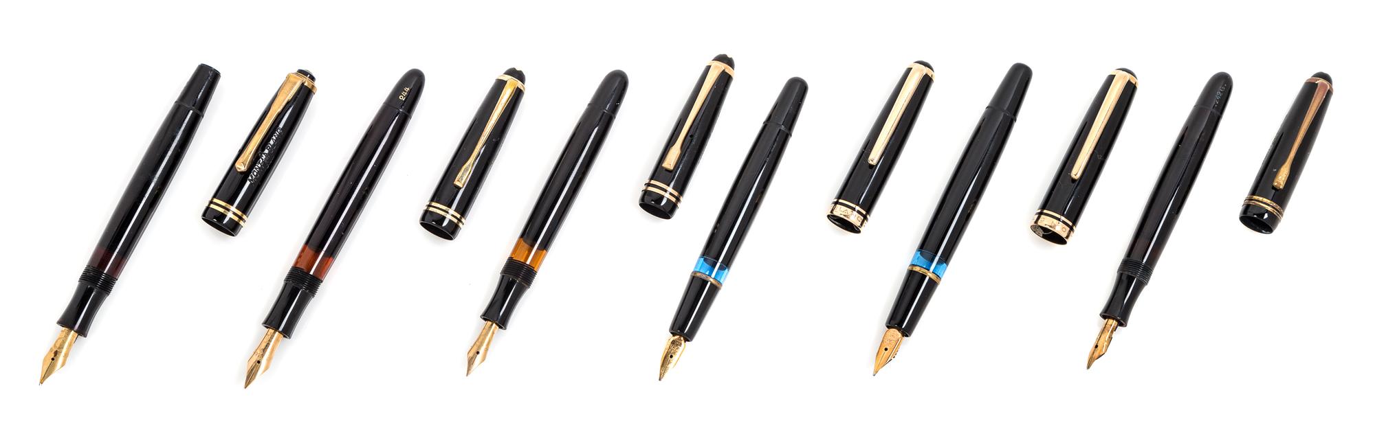 A Collection of Six Montblanc Meisterstuck Fountain Pens