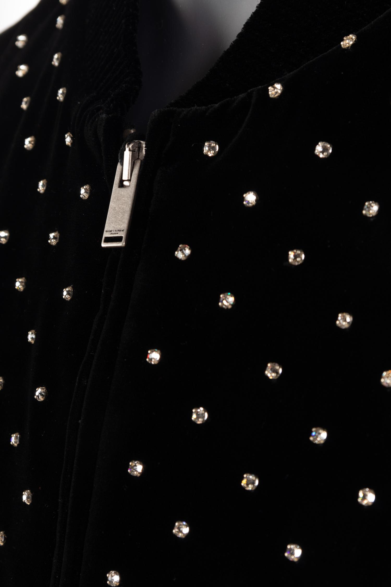 Unworn Saint Laurent Men's Velvet Studded Bomber Jacket, 2018 — BNY 62