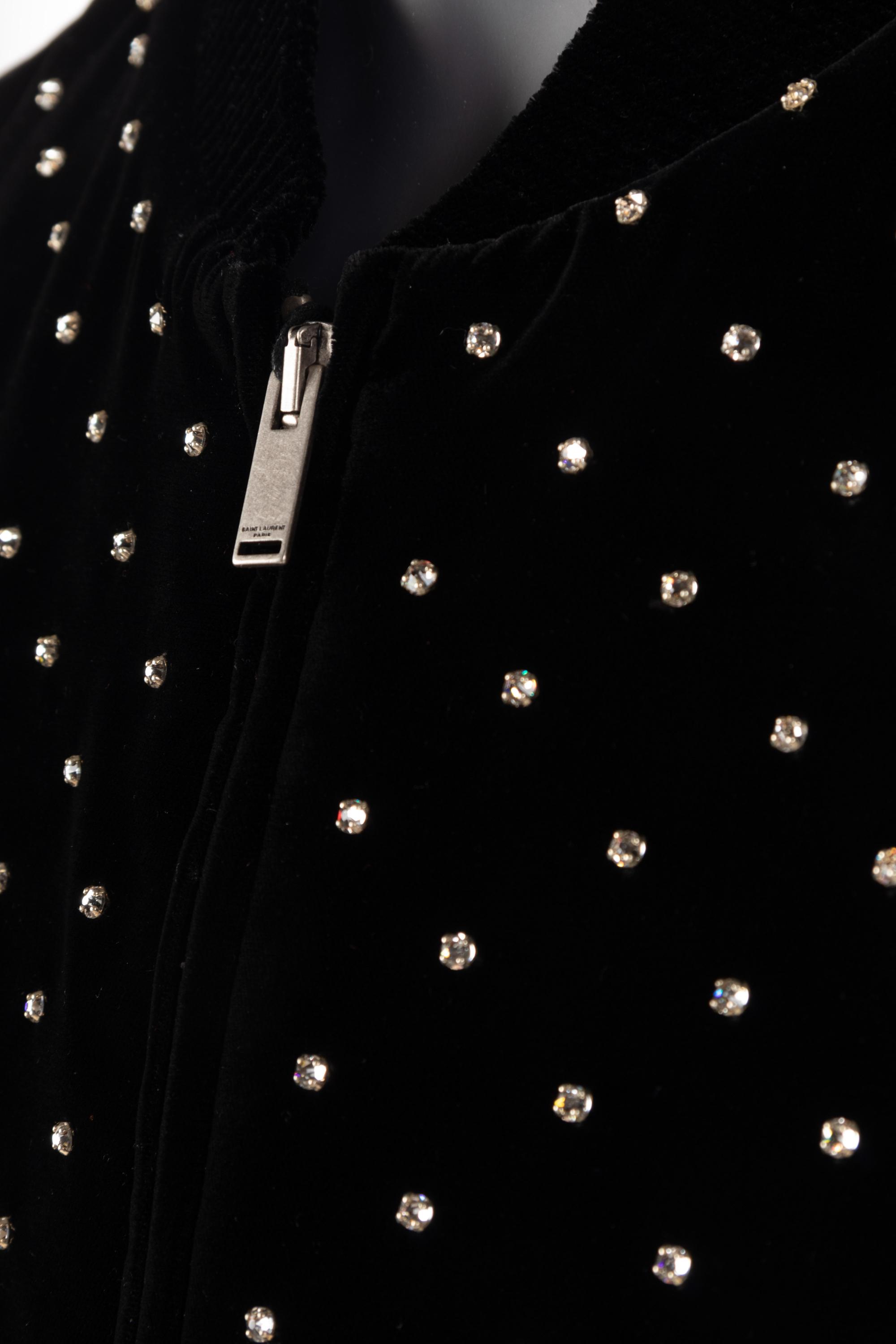 Unworn Saint Laurent Men's Velvet Studded Bomber Jacket, 2018 — BNY 62