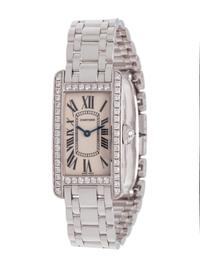 CARTIER, 18K WHITE GOLD AND DIAMOND REF. 2489 'TANK AMERICAINE' WRISTWATCH