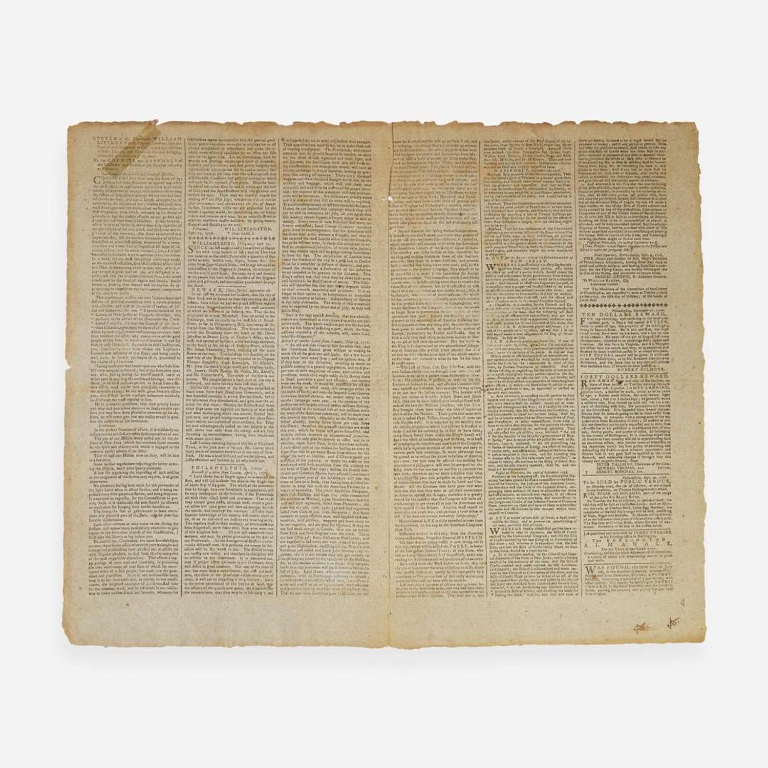 [American Revolution] [Hancock, John] Dunlap's Pennsylvania Packet Or The General Advertiser