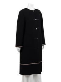 Ralph Rucci Wool Crepe Coat with Knotted Fabric Trim