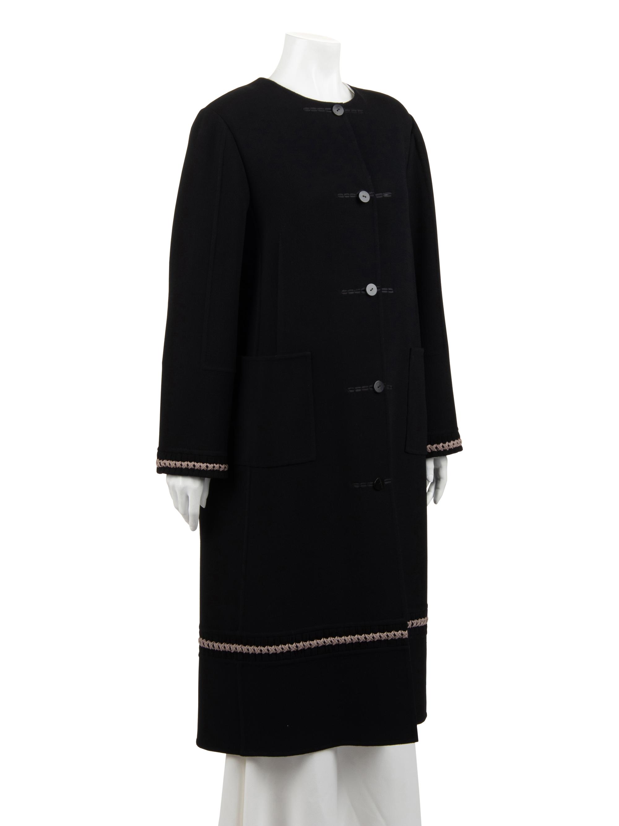 Ralph Rucci Wool Crepe Coat with Knotted Fabric Trim