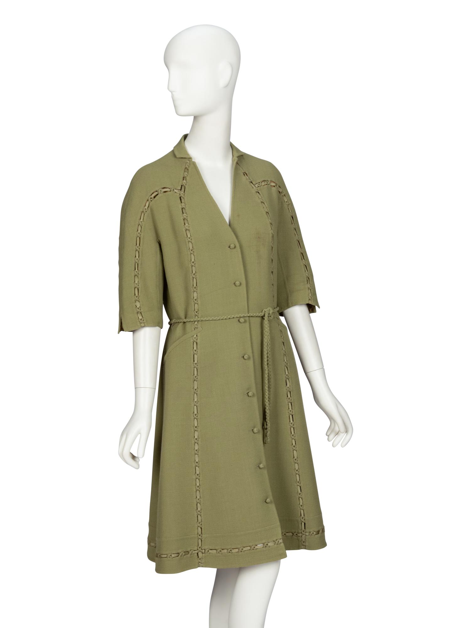 Ralph Rucci Chado, Green Crêpe Shirtdress