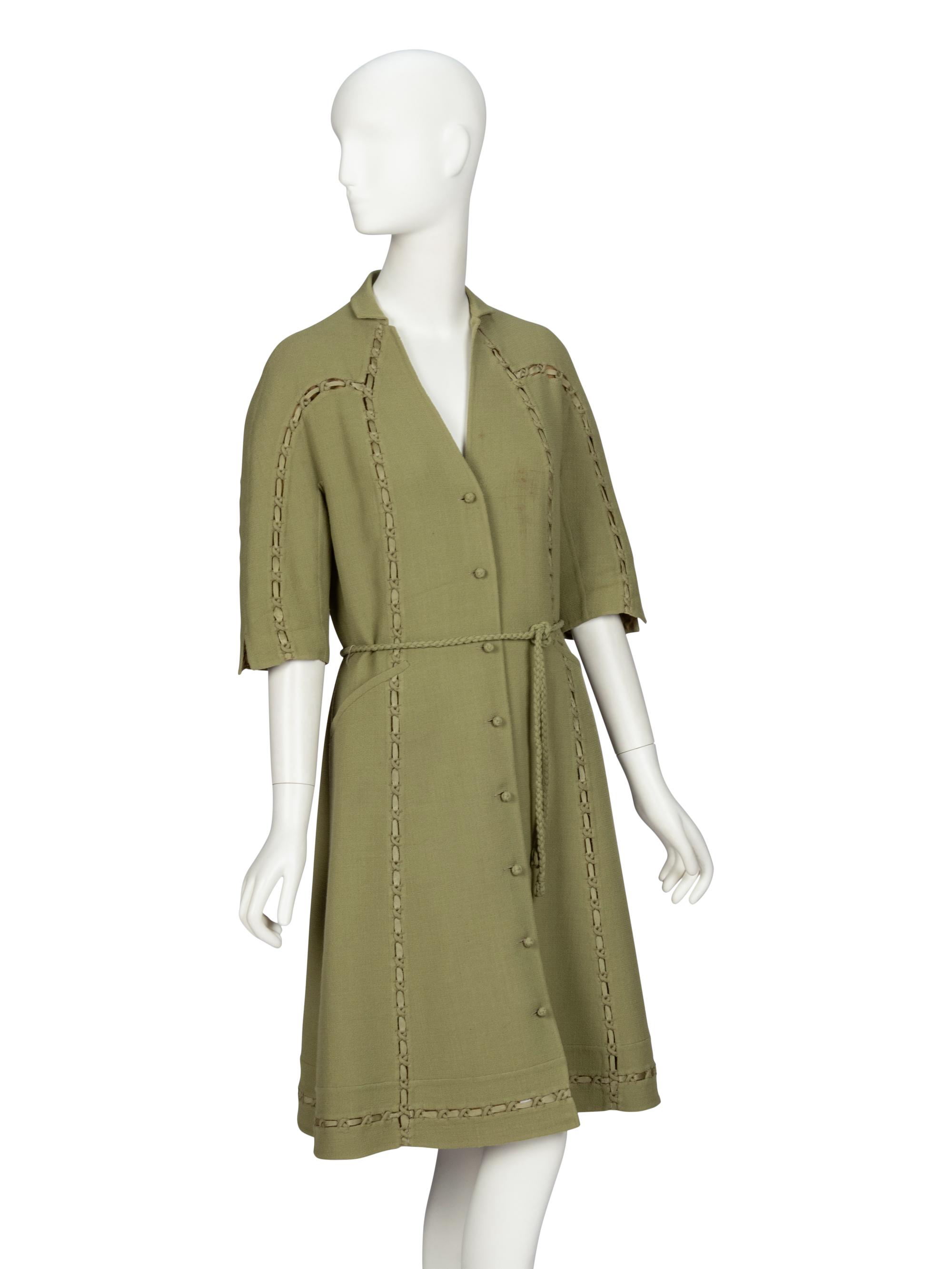 Ralph Rucci Chado, Green Crêpe Shirtdress