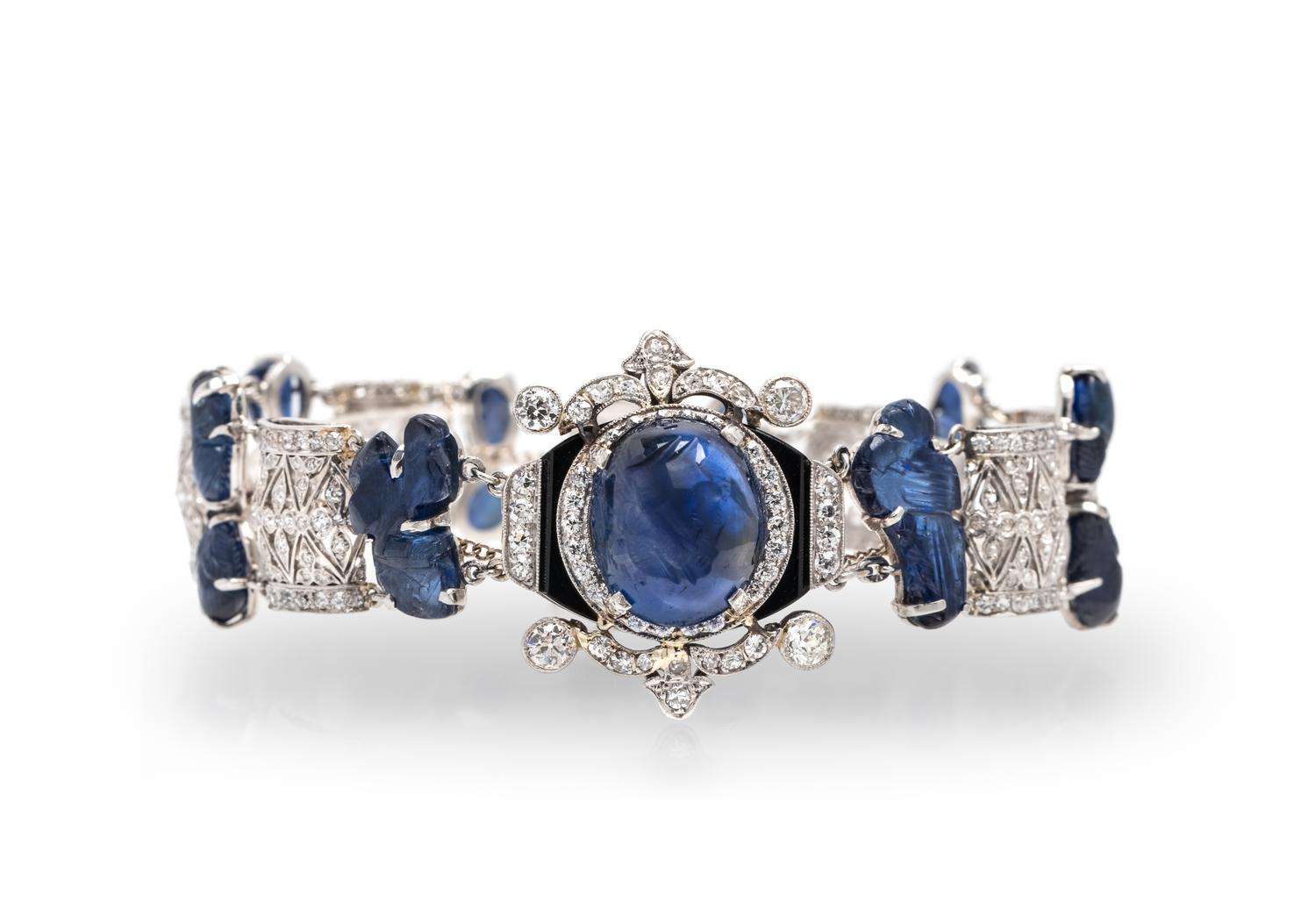 SAPPHIRE, DIAMOND AND ONYX BRACELET