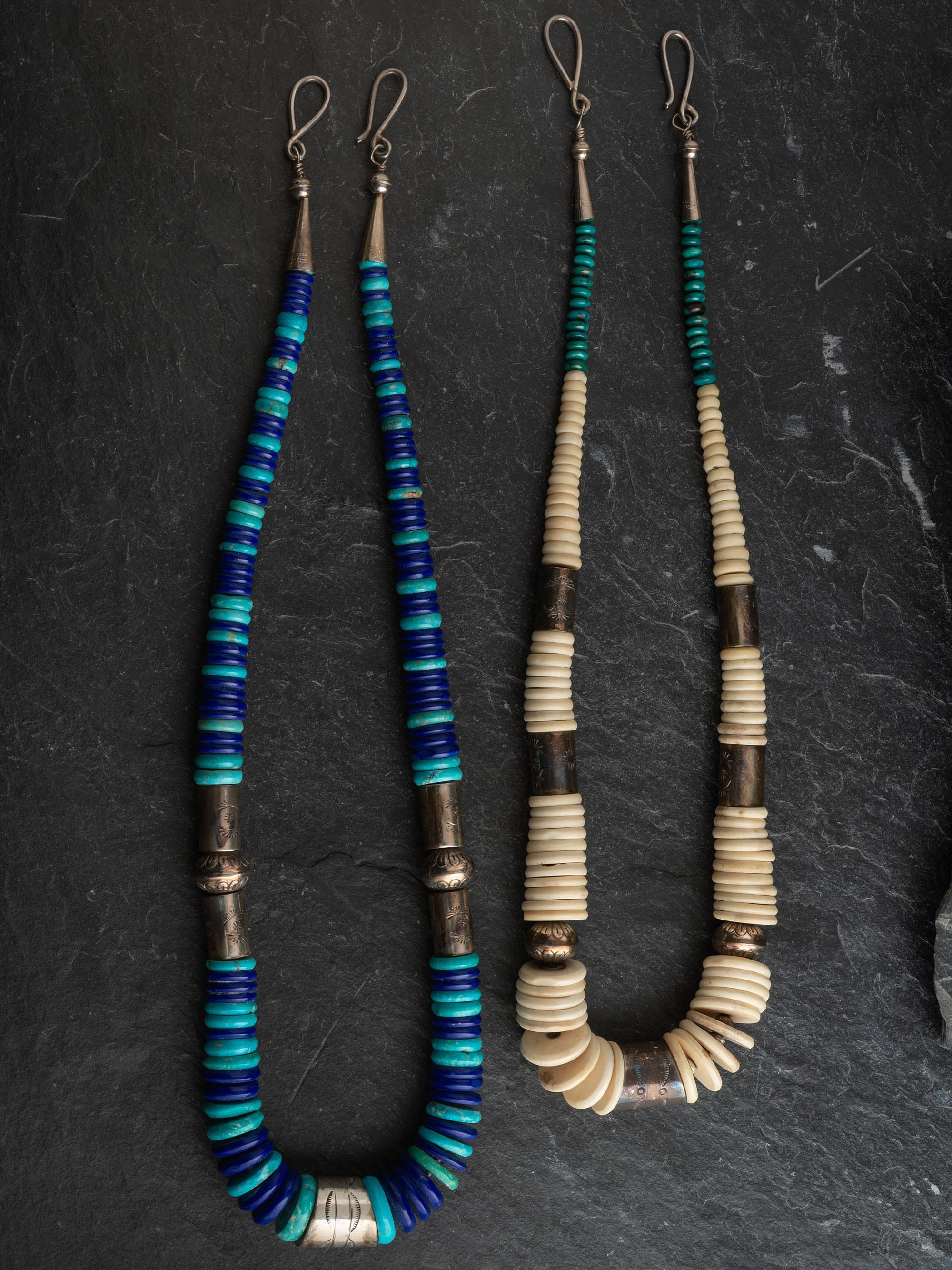 Southwestern-style Graduated Necklaces, with Stamped Silver Spacers