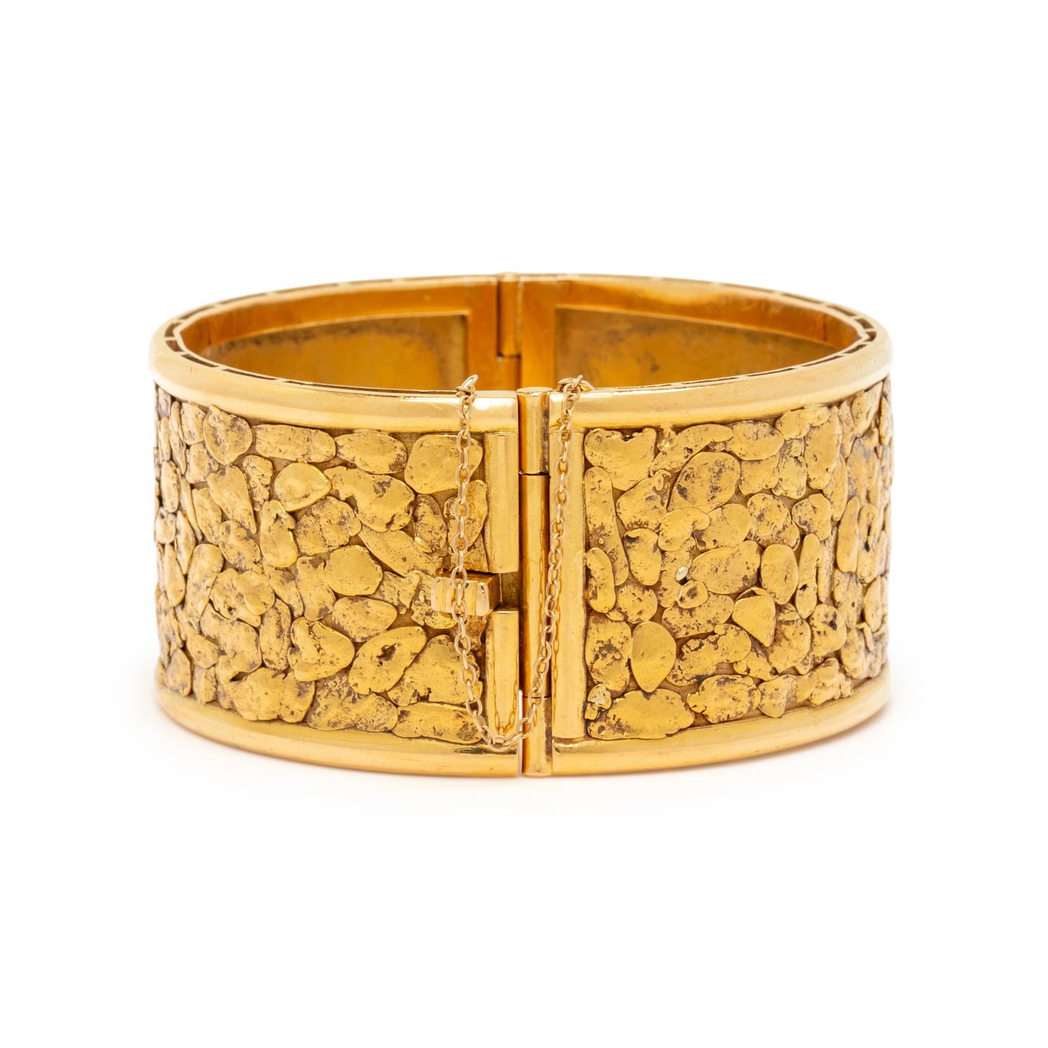 YELLOW GOLD NUGGET BANGLE BRACELET