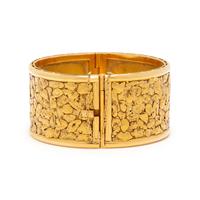 YELLOW GOLD NUGGET BANGLE BRACELET
