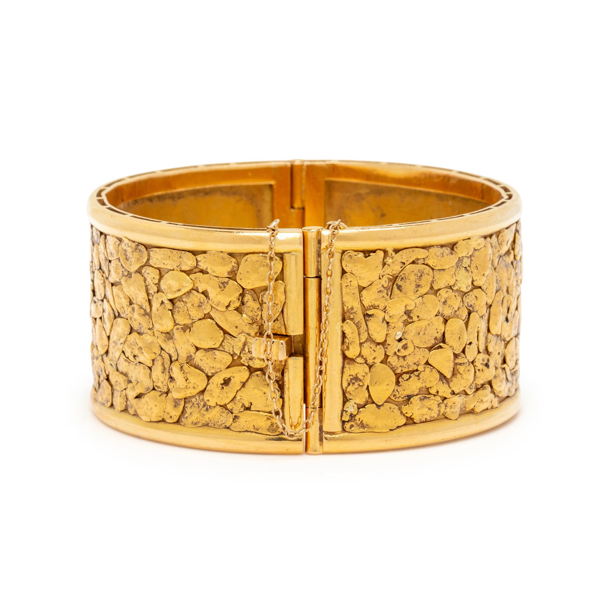 YELLOW GOLD NUGGET BANGLE BRACELET