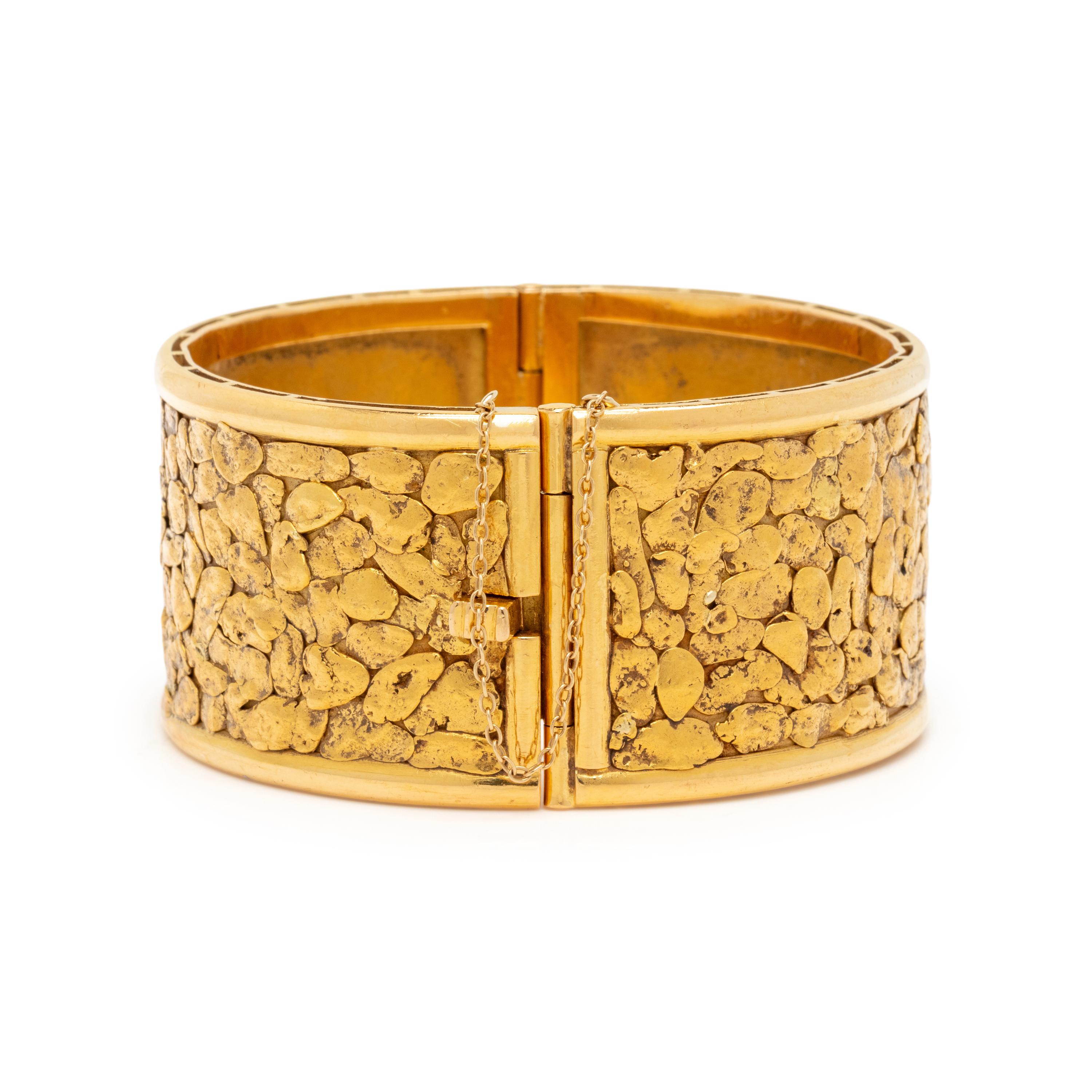 YELLOW GOLD NUGGET BANGLE BRACELET