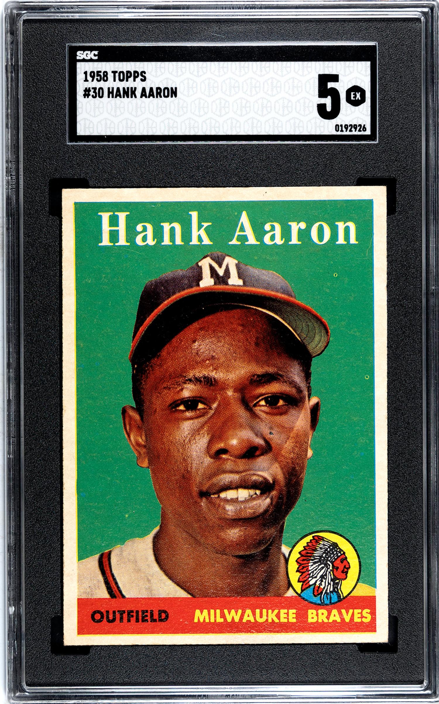 A 1958 Topps Hank Aaron Baseball Card No. 30 (SGC 5 EX)