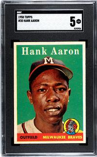 A 1958 Topps Hank Aaron Baseball Card No. 30 (SGC 5 EX)