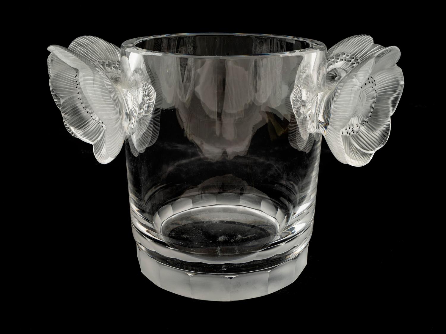 A Lalique Molded and Frosted Glass Poppy Champagne Ice Bucket — 20TH CENTURY