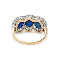 ANTIQUE, SYNTHETIC SAPPHIRE AND DIAMOND RING