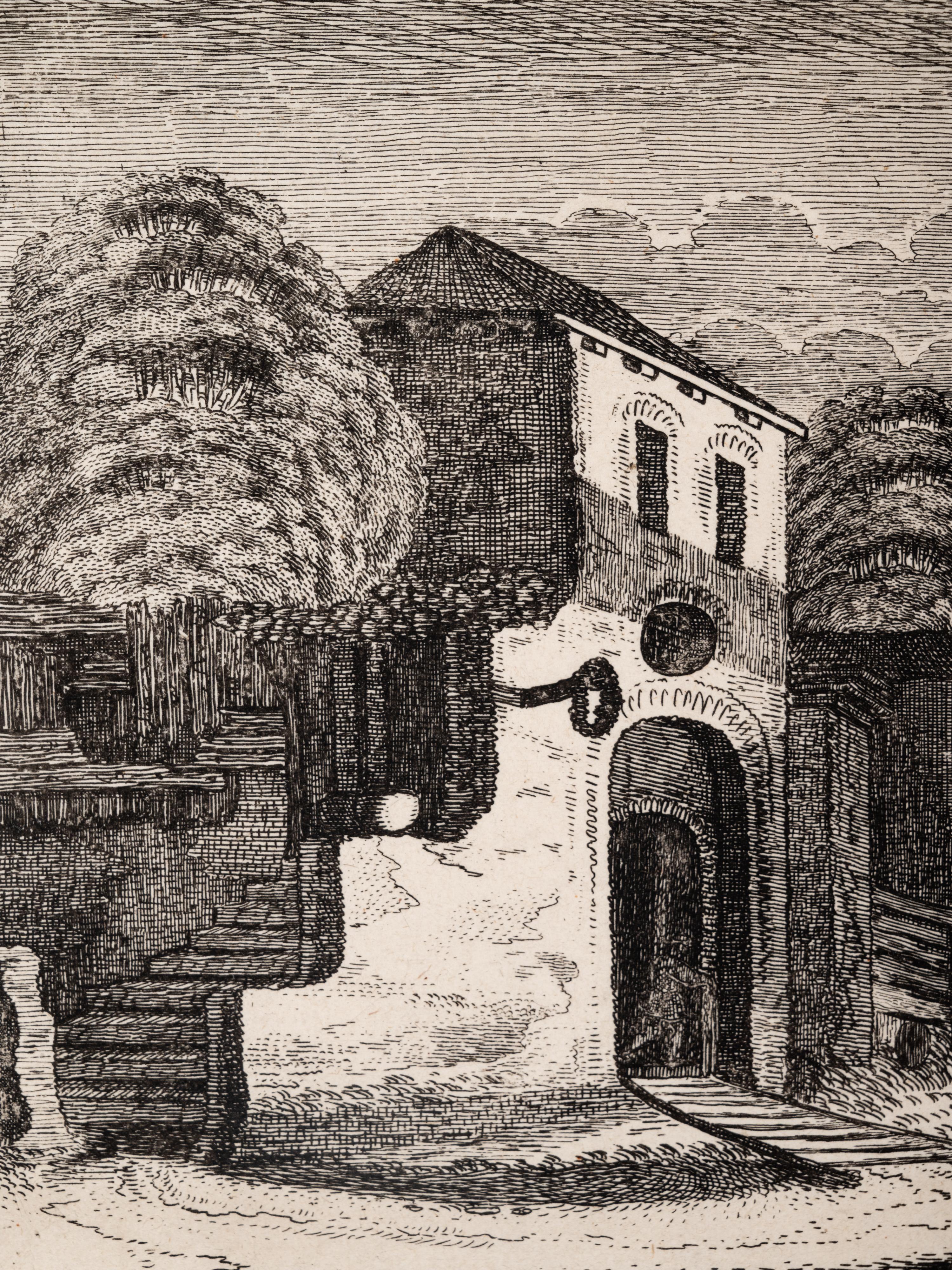 A group of five prints ( The Brewery by a Frozen Canal; The Repast Under the Tent; The Village Gateway; Untitled (Archway Over the Road); Untitled (View of a Walled Town) )