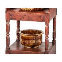 A Painted Wood Wash Stand with a Flint Enamel Water Pitcher and Wash Basin