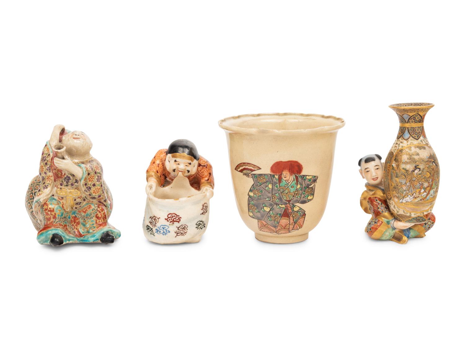 Four Japanese Satsuma 'Figural' Articles