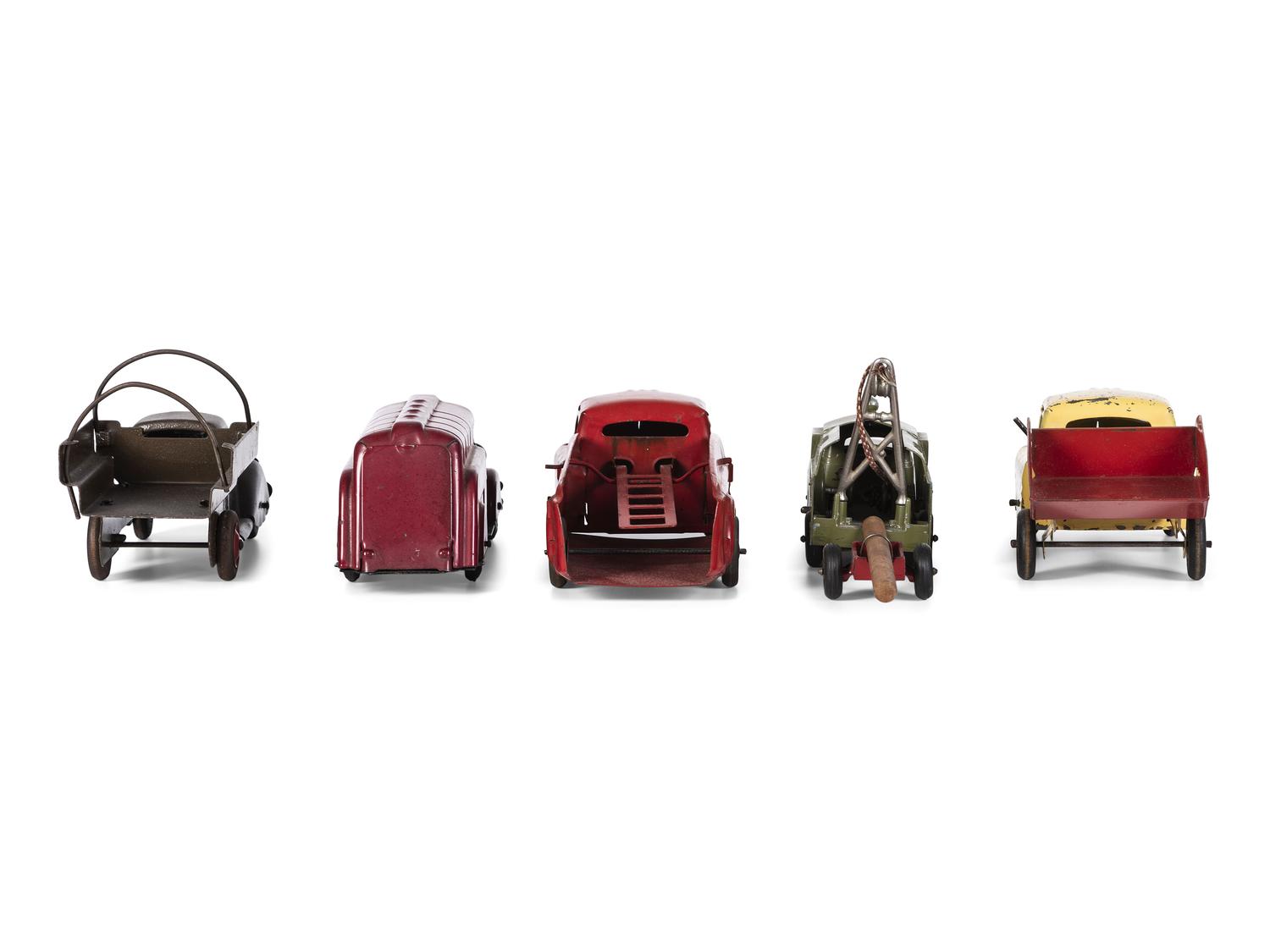 Five Pressed Steel Toy Vehicles