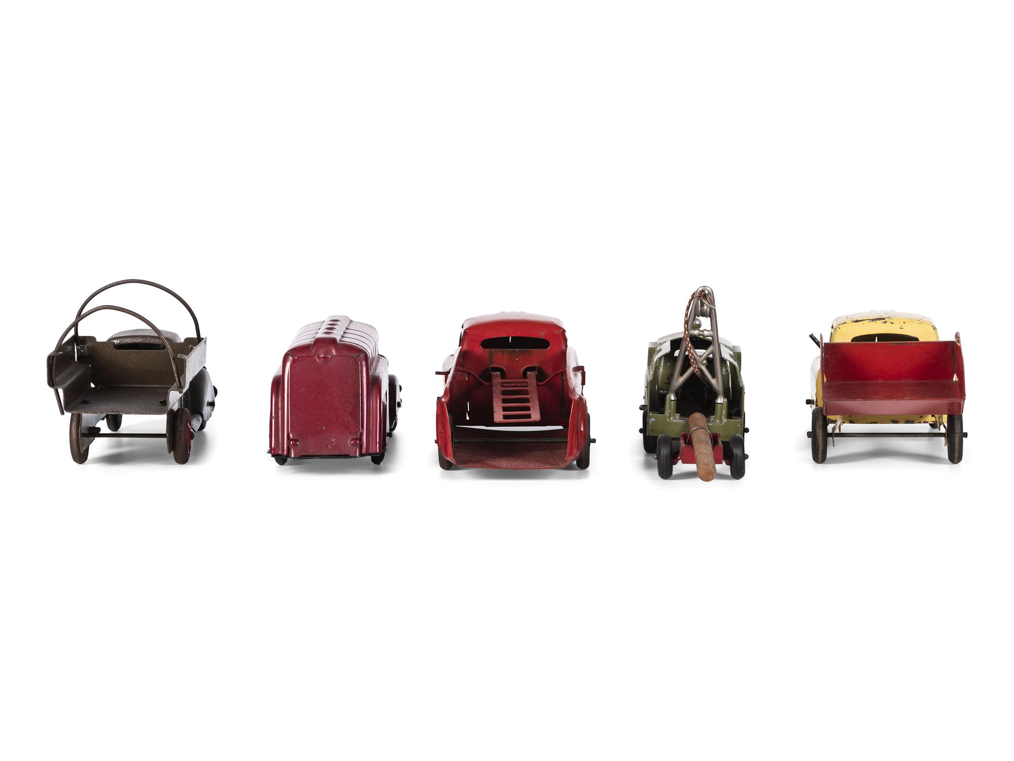 Five Pressed Steel Toy Vehicles