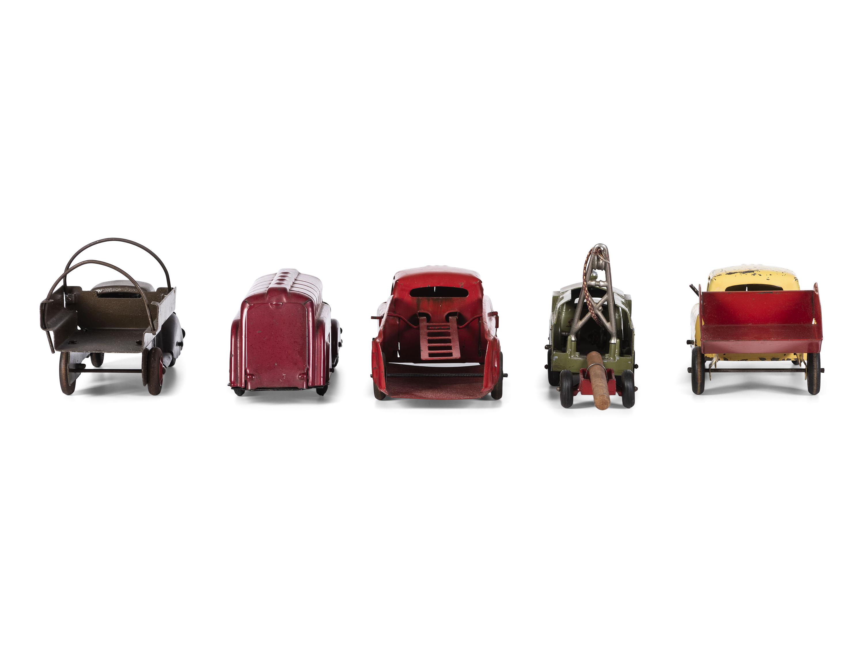 Five Pressed Steel Toy Vehicles