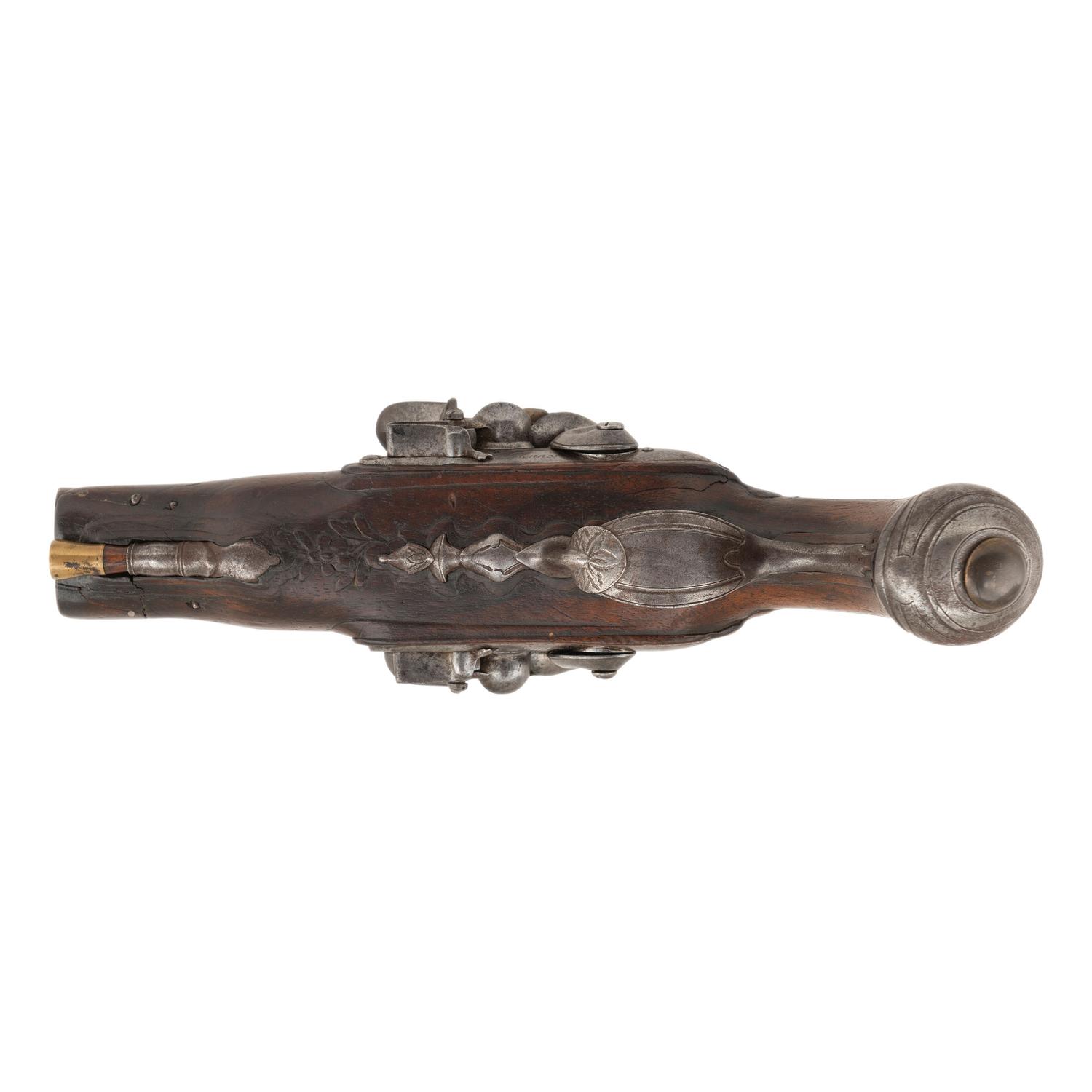 French Double Barrel Flintlock Pistol by Rennes Jourjon