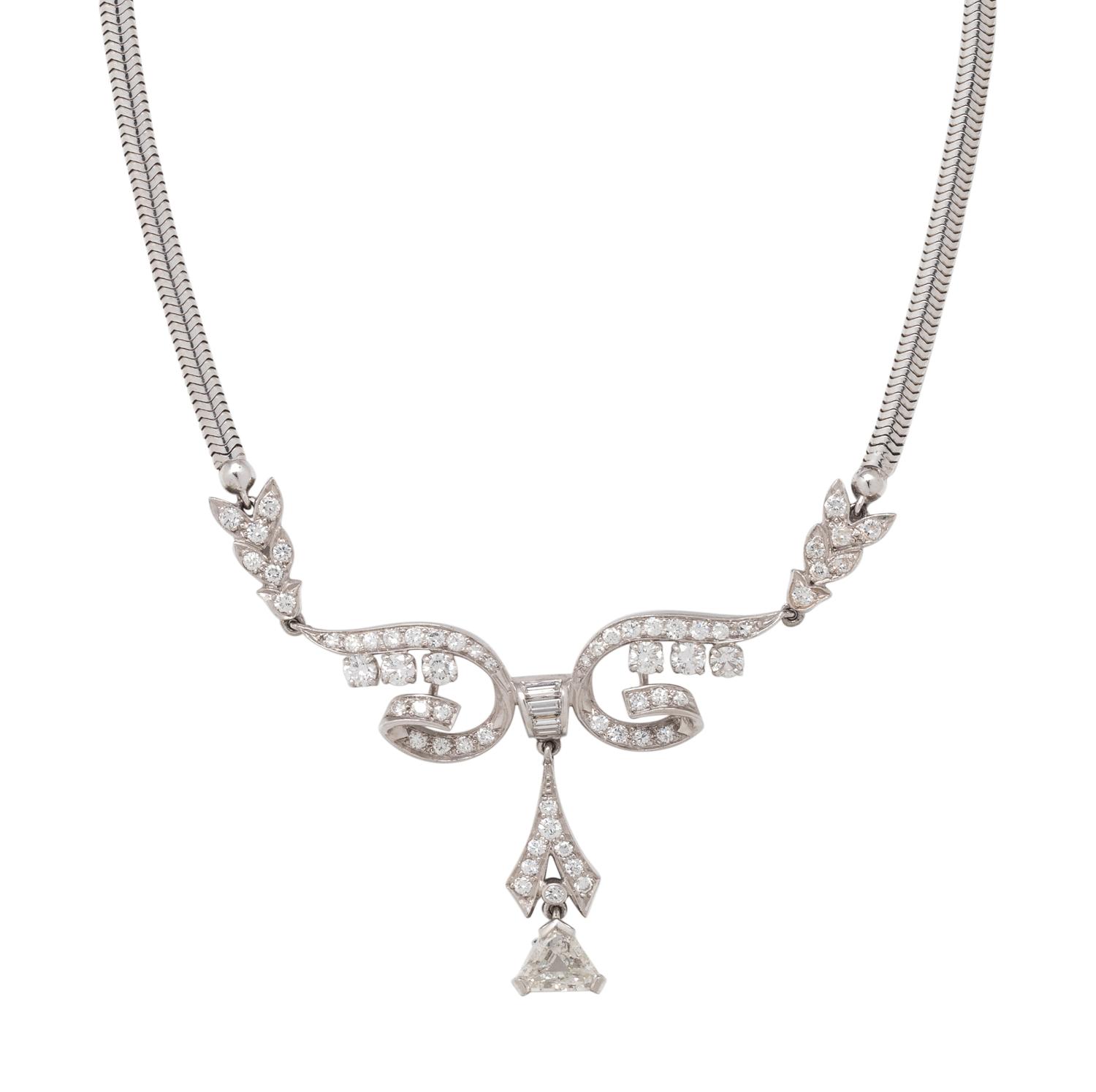 PLATINUM, WHITE GOLD AND DIAMOND NECKLACE