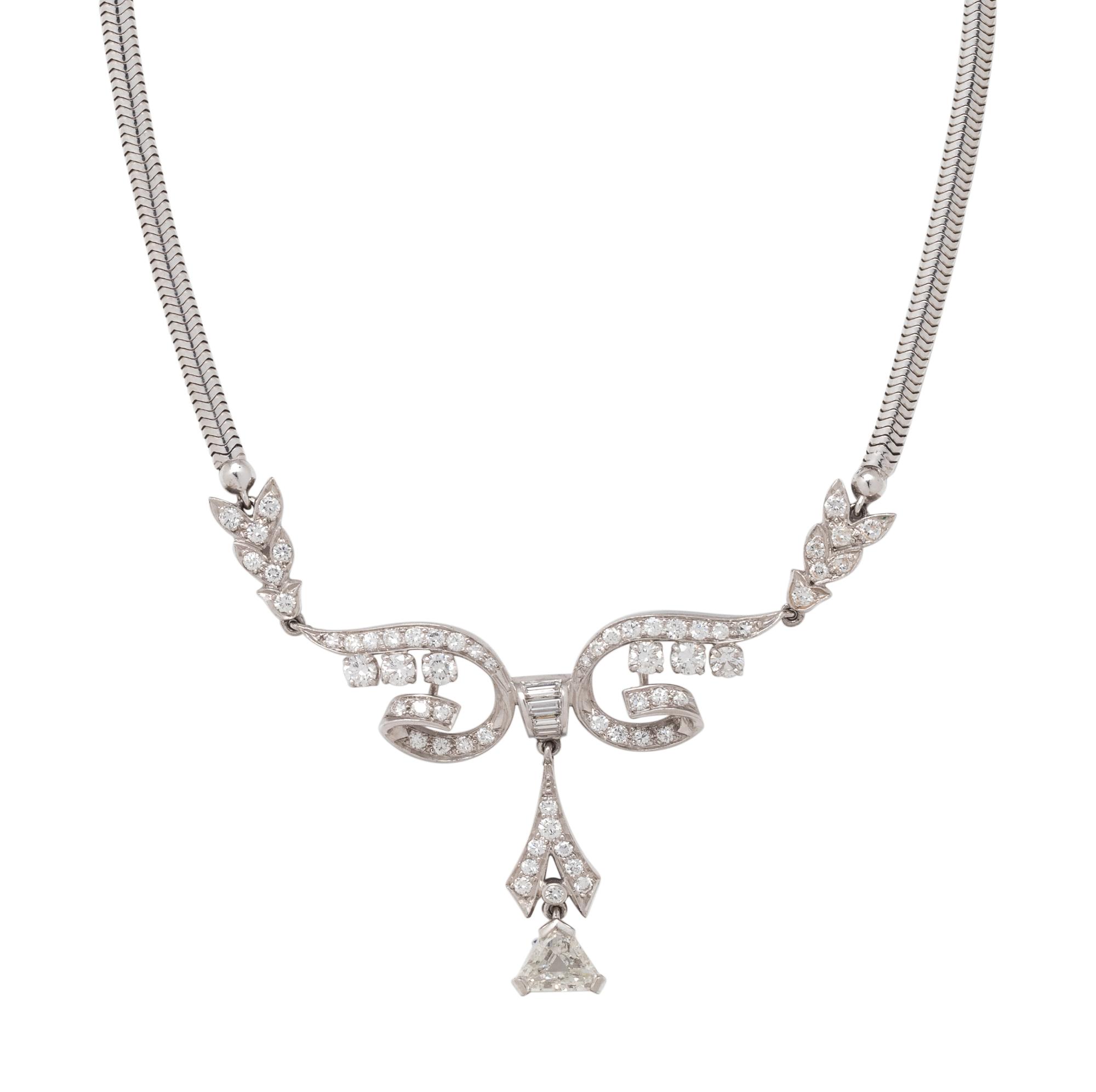 PLATINUM, WHITE GOLD AND DIAMOND NECKLACE