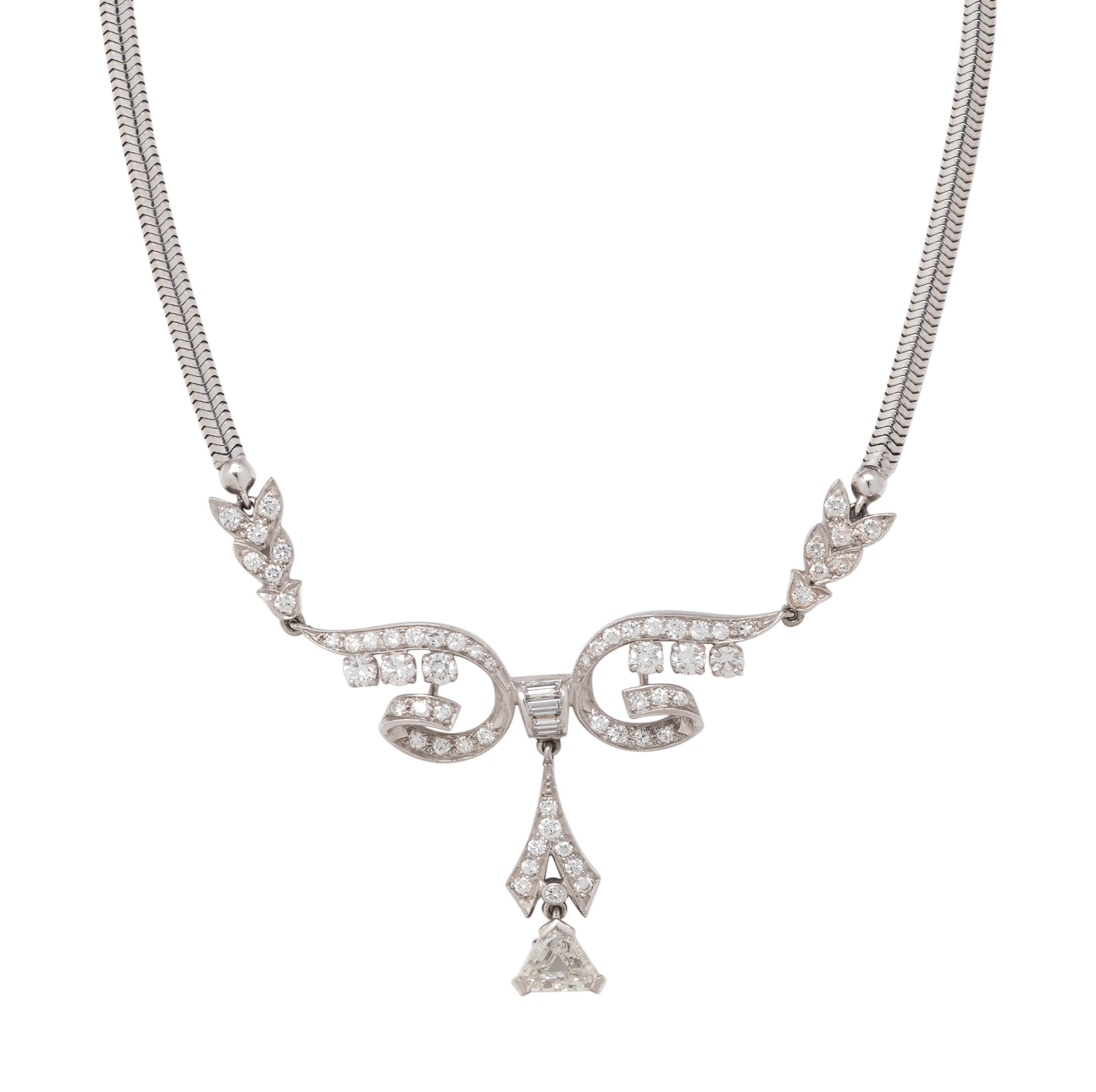 PLATINUM, WHITE GOLD AND DIAMOND NECKLACE