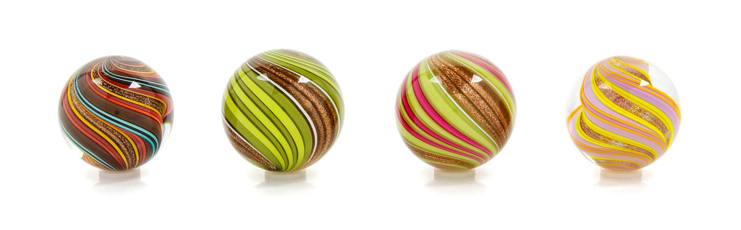 Mark Matthews, (American, b. 1948), Collection of Four Art Glass Marbles