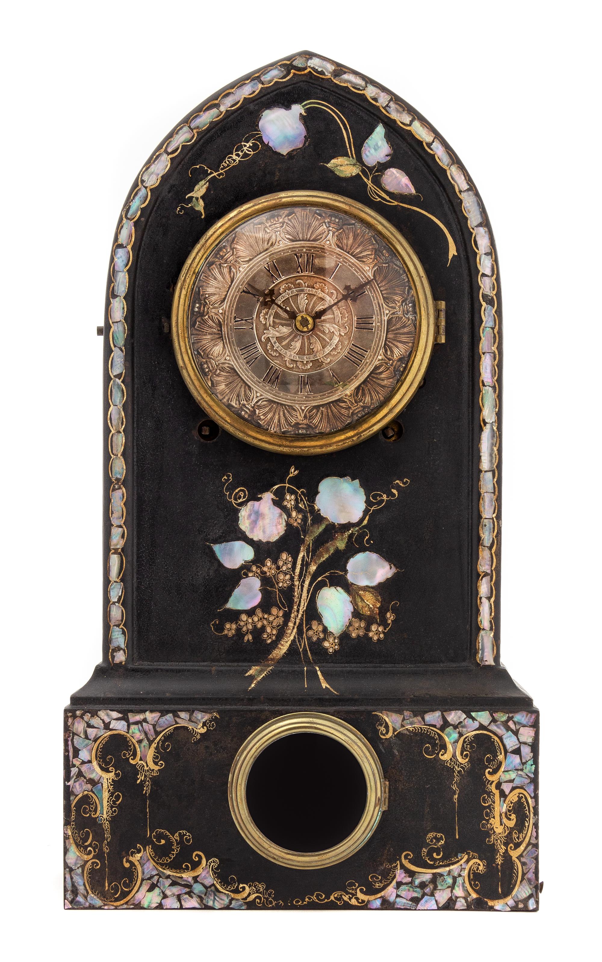 A Victorian Mother-of-Pearl Inlaid Slate Clock