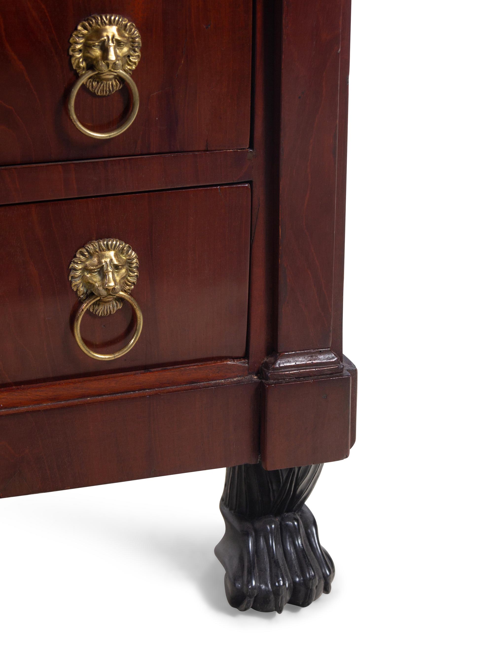 An Empire Style Bronze Mounted Mahogany Marble-Top Secrétaire à Abattant