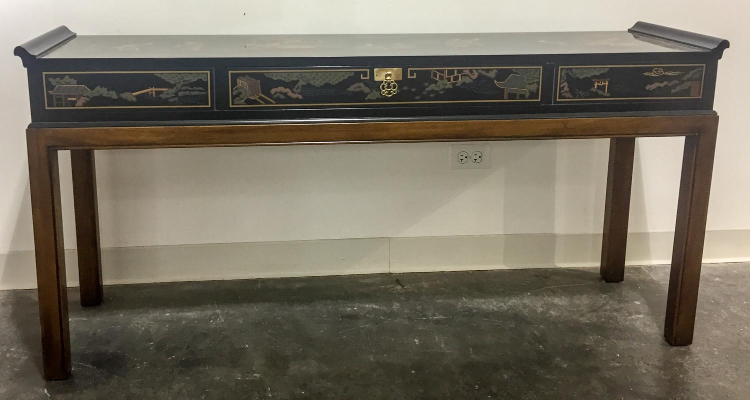 A Lacquered Altar Table, Drexel Height 28 3/4 x width 56 x depth 14 1/4 inches. — 2ND HALF 20TH CENTURY