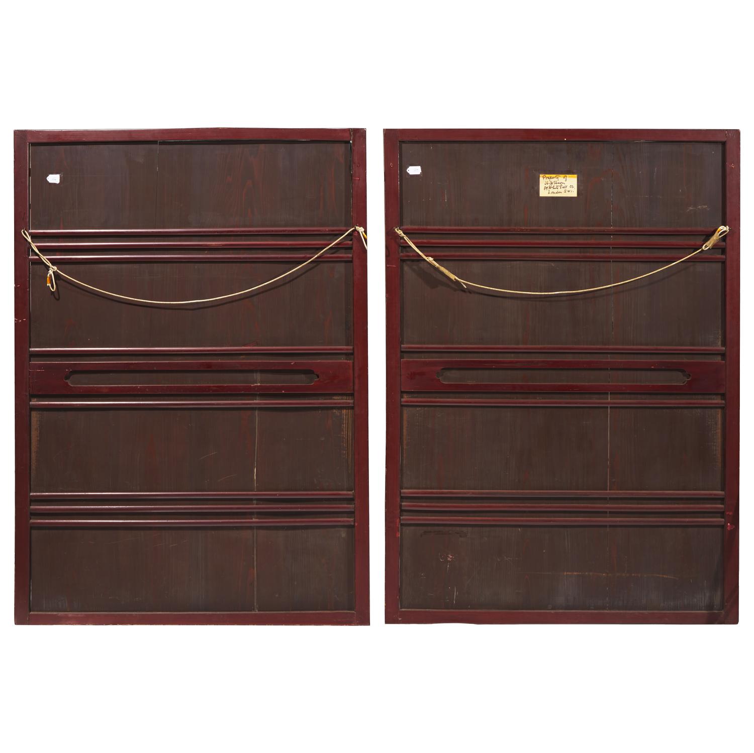 A Large Pair of Japanese Gold-Ground 'Poppies' Panels, Edo Period