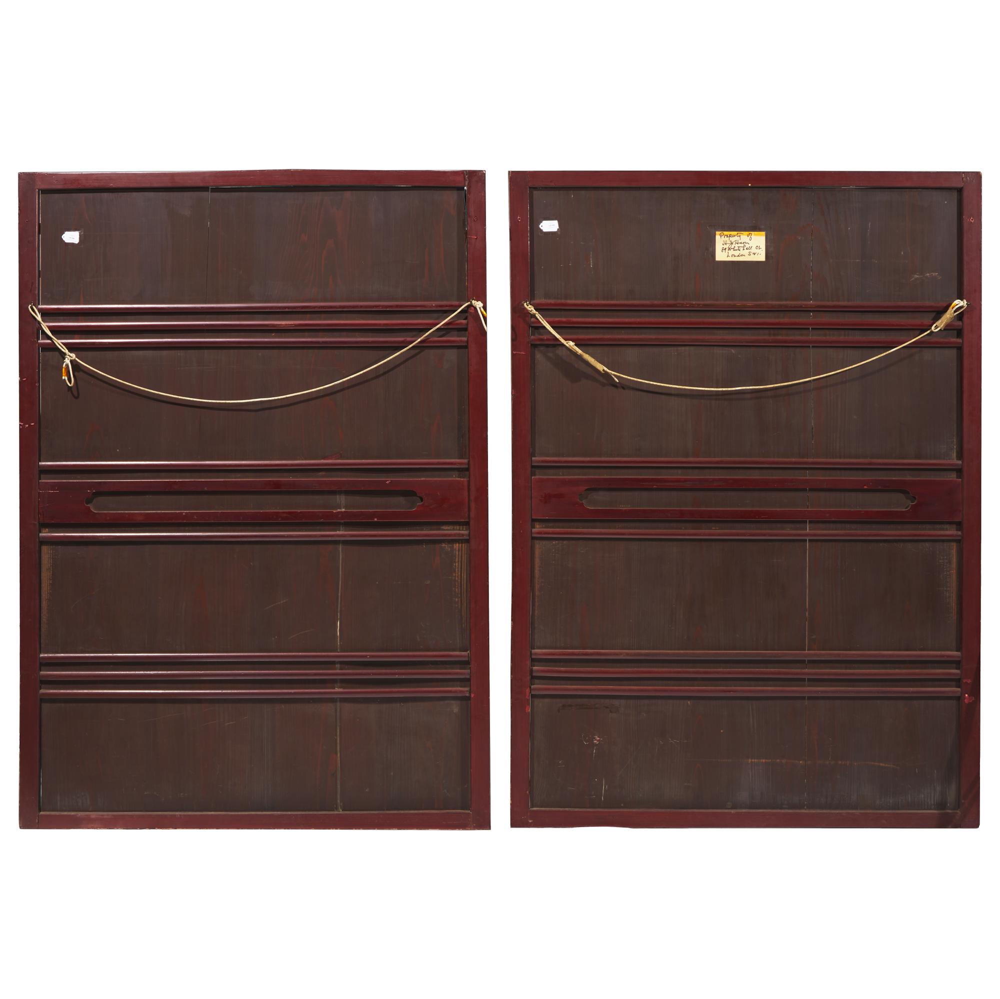 A Large Pair of Japanese Gold-Ground 'Poppies' Panels, Edo Period