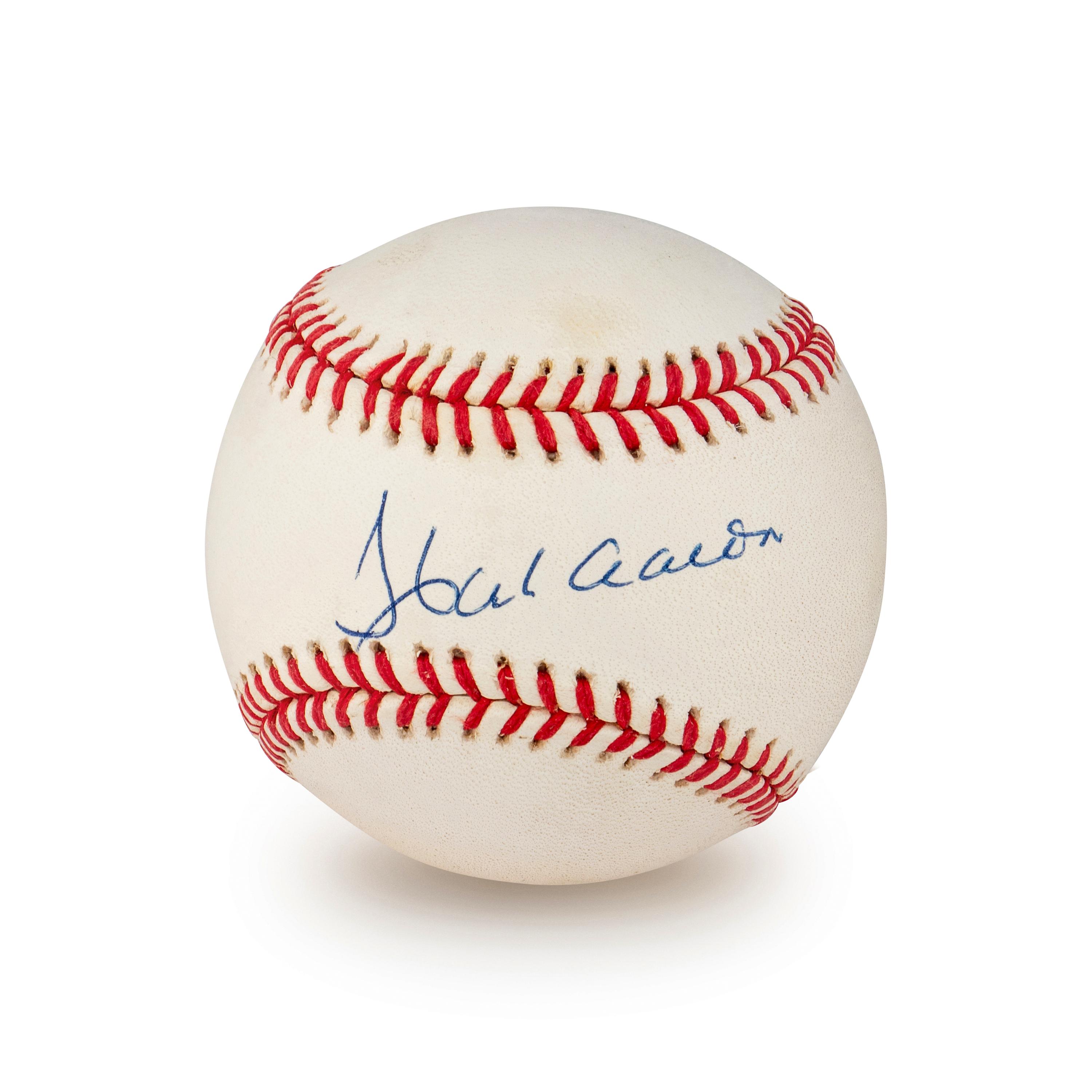 A Hank Aaron Single Signed Autograph Baseball (Beckett Authentication Services)