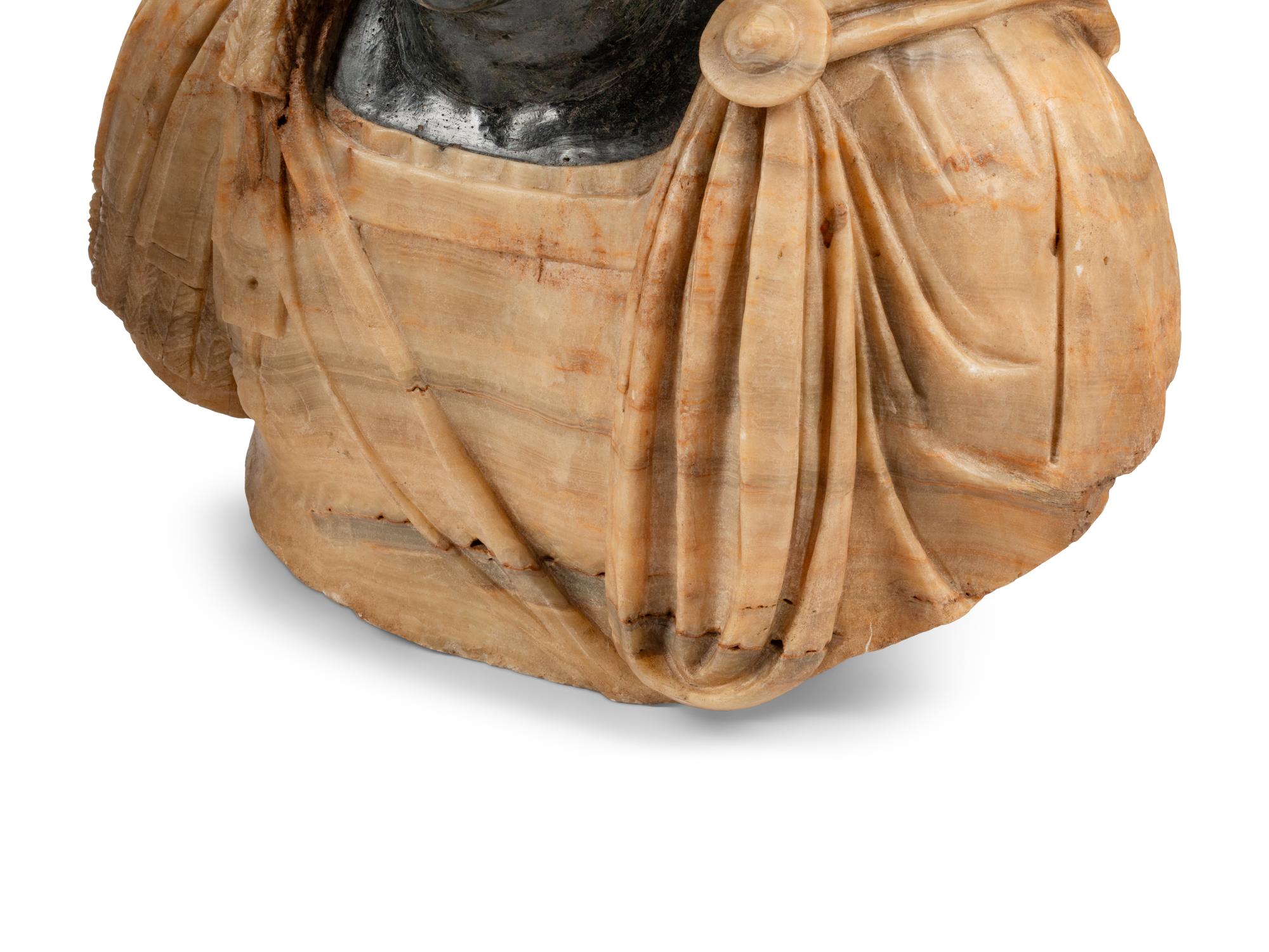 A Pair of Continental Marble and Alabaster Busts