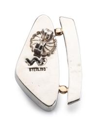 Sterling Silver Post Earring, with 14K Gold Accetns and Inlay