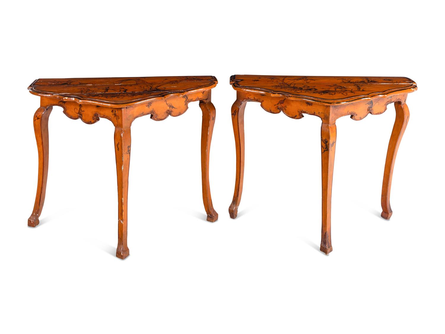 A Pair of Painted Console Tables